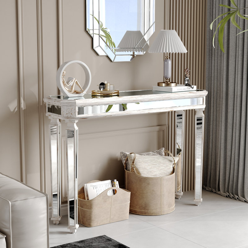 Framhouse 48" Mirrored Console Table, White