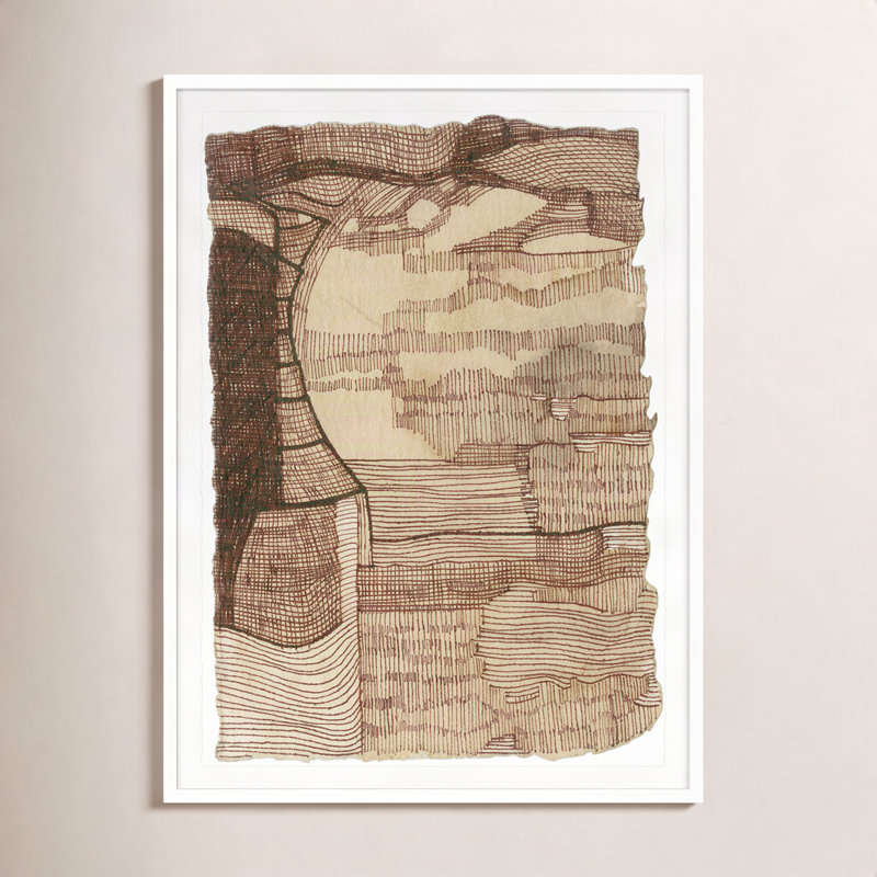 Coffee Drawing 5 Print by Renee Staeck, White, 29" H x 22" W x 1.25" D