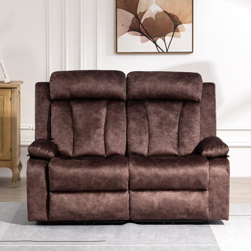 59.9'' Velvet Pillow Top Arm Reclining Loveseat, Brown Velvet