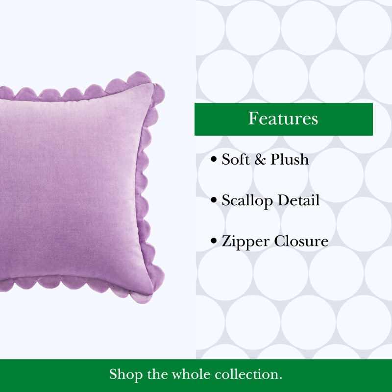kate spade new york Scallop Edge Throw Pillow, 18" x 18" Purple Decorative Pillow for Beds or Sofas, Purple