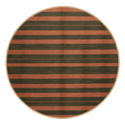 Machine Washable Horizontal Stripes Brown Area Rug