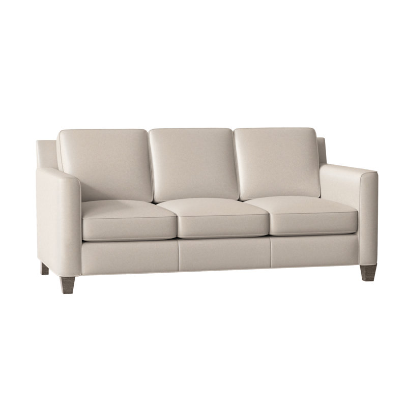 Yorba Leather Sofa, Stone, Aline Fumo Genuine Leather
