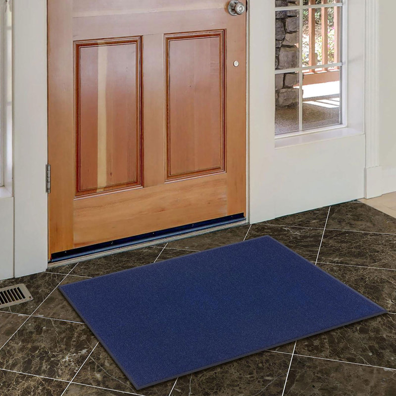 Ottohome Navy Entryway Mat, Rectangle 2'3" x 3', Navy