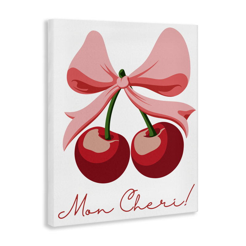 Mon Cheri Bow Cherries Canvas, design by Marcus Prime, 48" H x 36" W