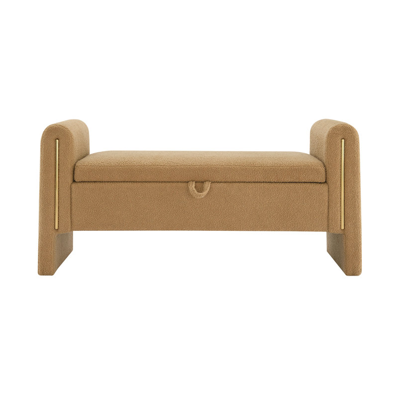 Banc de rangement rembourré avec accoudoirs Modern Large Teddy, Café