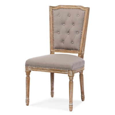 17.94'' H Tufted Linen Upholstered Side Chair