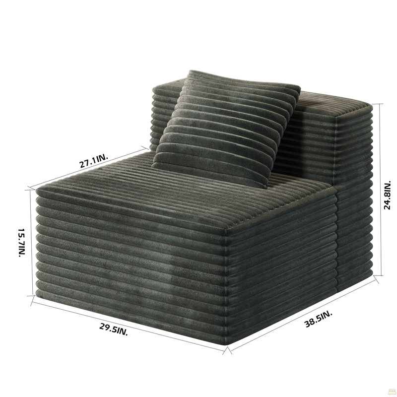 Canapé simple pour canapé modulaire modulaire, Gris