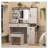 Farmhouse Vanity Desk with Sliding LED Mirror and Charging Station-1869880455