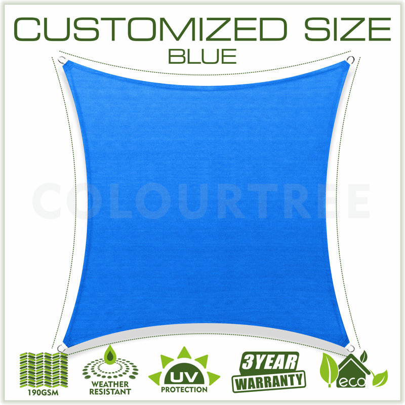 Personnalisez la voile d'ombrage carrée 23 ', Bleu