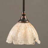 Stem Hung Mini Pendant With 7" Gold Ice Glass