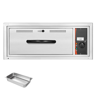Chauffe-plat commercial commercial, chauffe-plat en acier inoxydable à un tiroir, armoire de tiroir chauffante encastrée, large plage de température de 85 ° F à 185 ° F, pour restaurant, hôtel et boulangerie