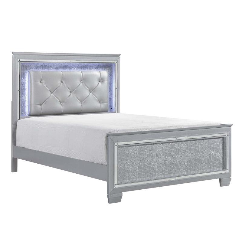 Oscar Upholstered Standard Bed, Silver/Gray, Full / Double