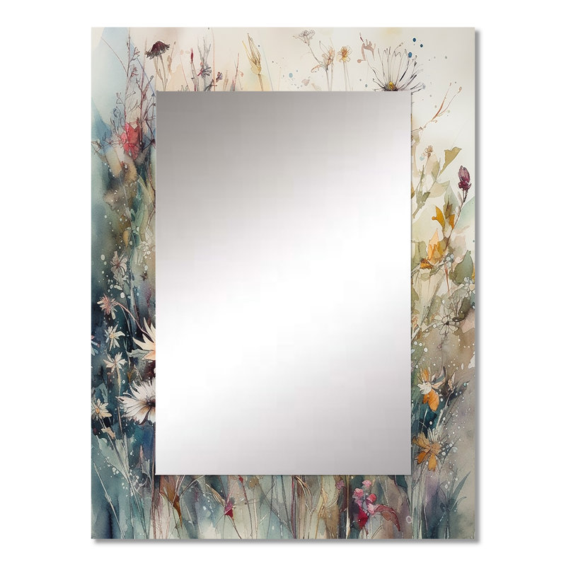 Orange Green Daisy Tranquility - Daisy Decorative Mirror, Traditional Wall Mirror, Printed Metal Art, 32" x 24"