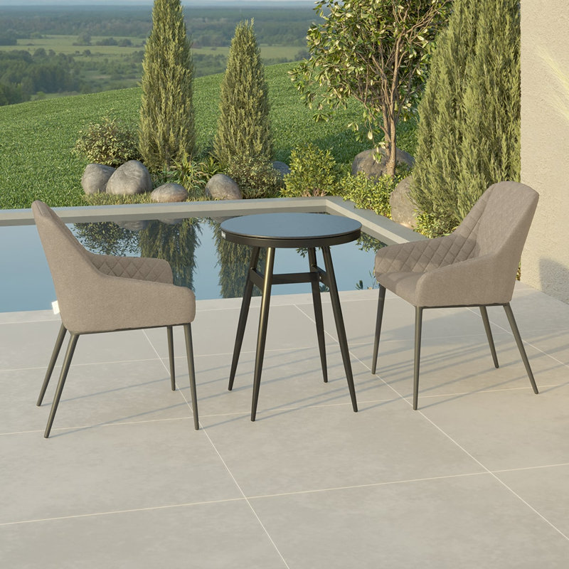 Thornell 2 - Person Patio Dining Set with Round Table, Black/Beige