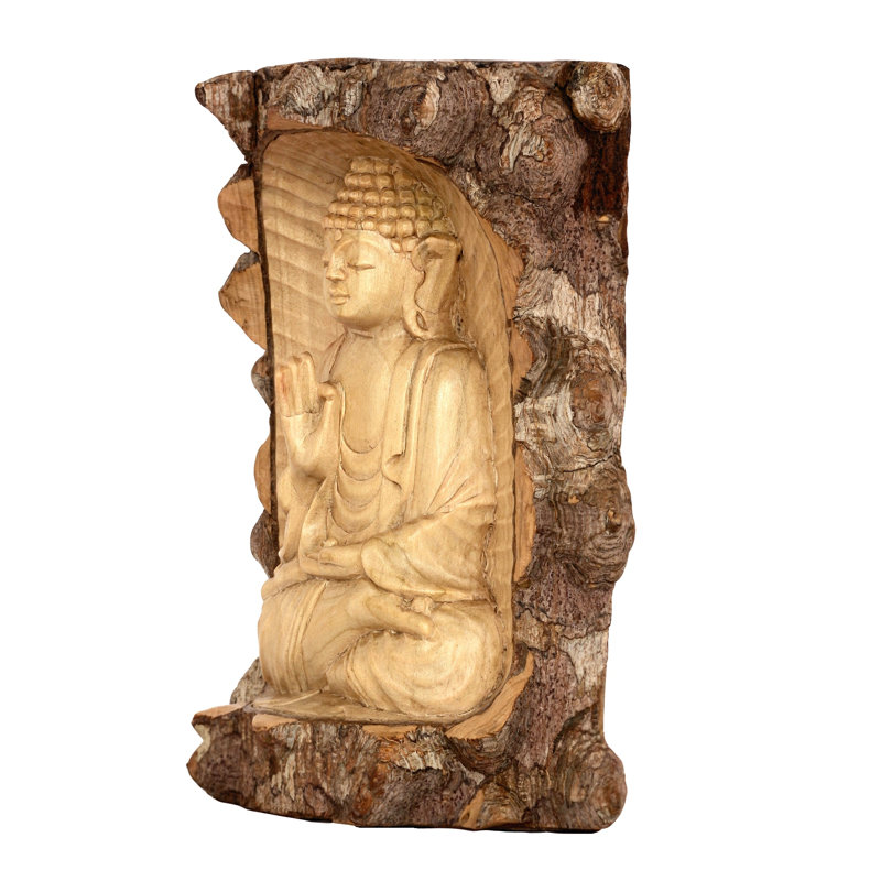 Romario en bois serein Bouddha méditant crocodile statue en bois sculpté à la main Figurine décorative faite à la main rustique