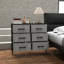  6 Drawer Fabric Chest of Drawers w/ Wooden Top for Hallway Black-423723299