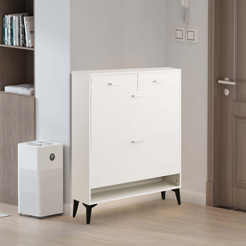 Armoire à chaussures polyvalente avec plusieurs compartiments pour un rangement organisé et efficace, Blanc