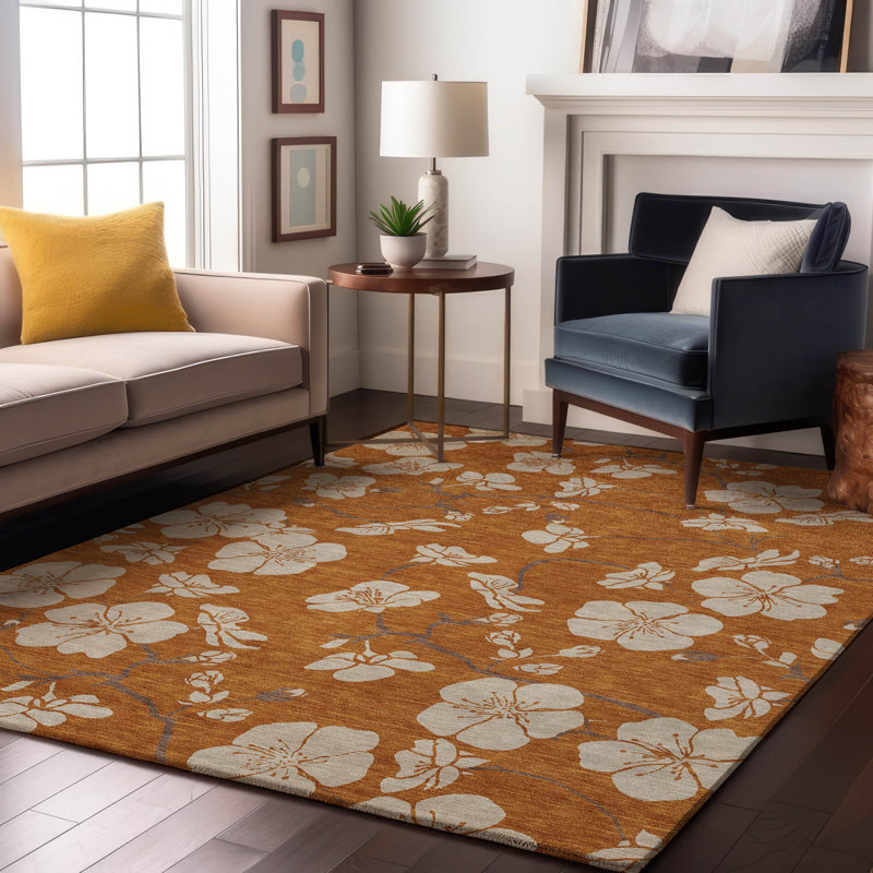 Tapis floral de qualité supérieure lavable à la machine Diskin AMF1032, Rectangulaire 3 pi x 5 pi