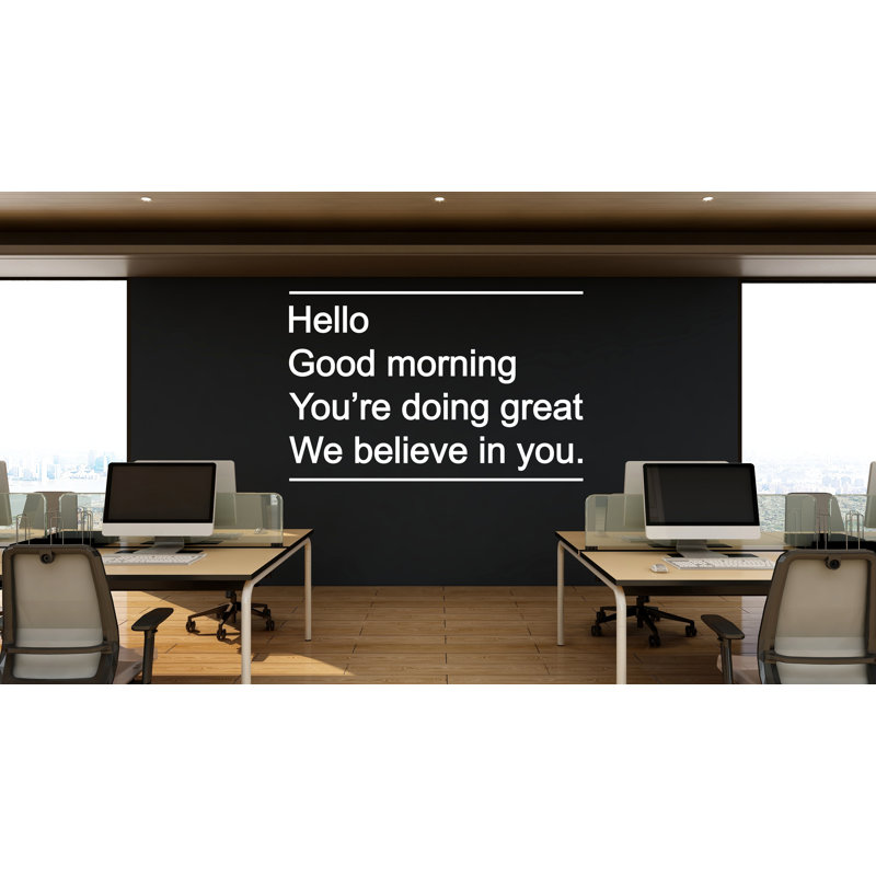 Bonjour, vous faites une grande citation, autocollant pour un employé de bureau, H 44 po x l 69 po, Orange