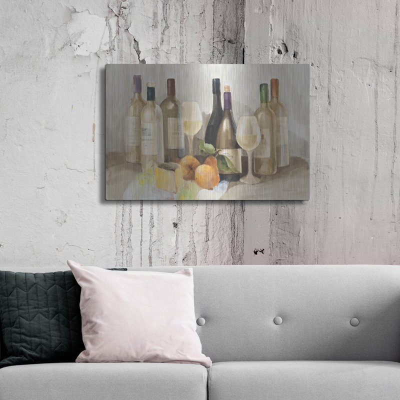 Art mural en métal luxueux «Wine and Fruit 2 V2 Light» par Albena Hristova, H 24 po x l 36 po