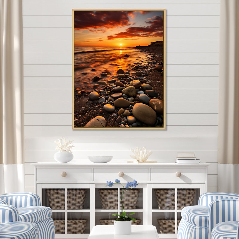 Hurless Beach Sunset Golden Hour Glow, H 40 po x l 30 po x P 1,5 po, Cadre naturel flottant