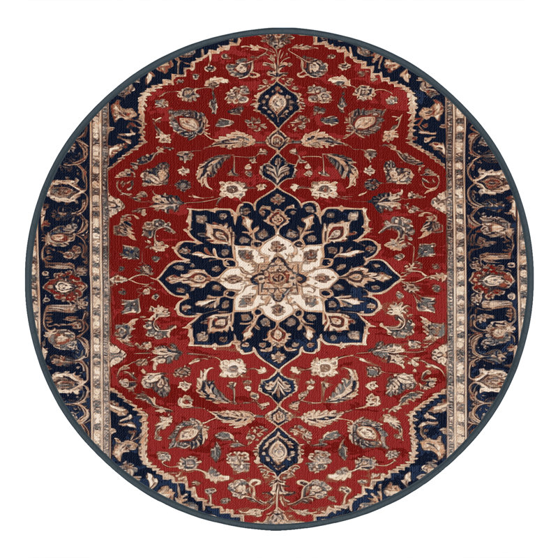 Machine Washable Persian Brown Area Rug, Round 6'