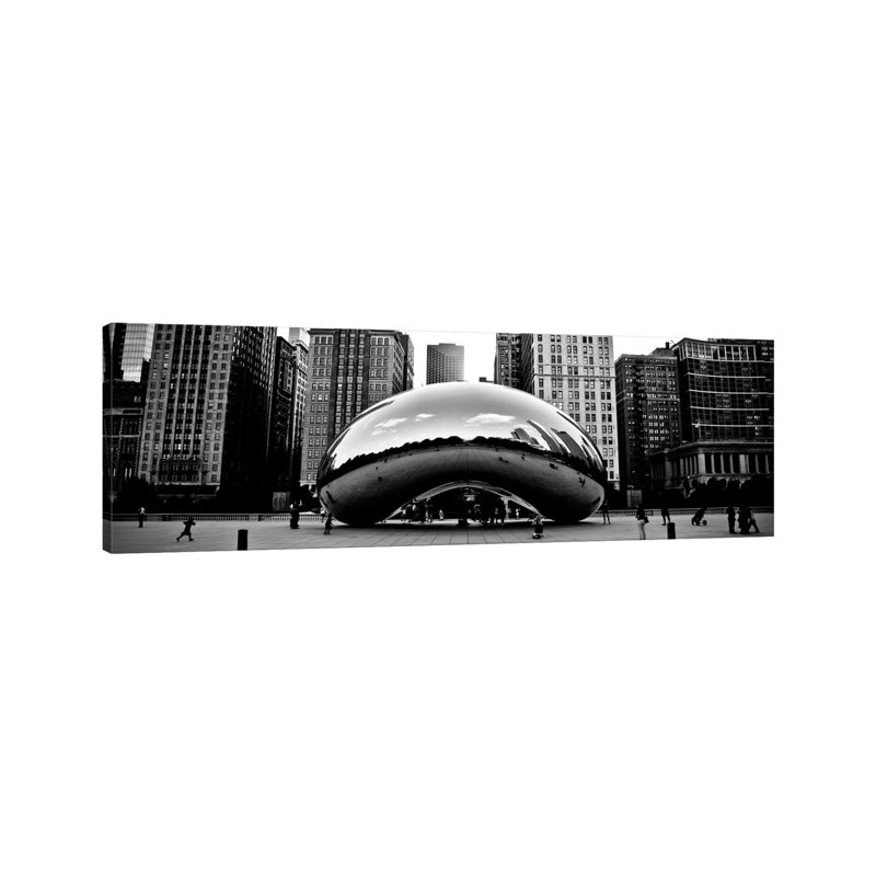 Chicago Skyline Cityscape (Bean) - Wrapped Canvas Panoramic Print, 30.48 cm H x 91.44 cm W x 1.91 cm D
