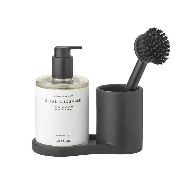 PIRO Ceramic Sink Organizer - Moonbeam (beige), Black