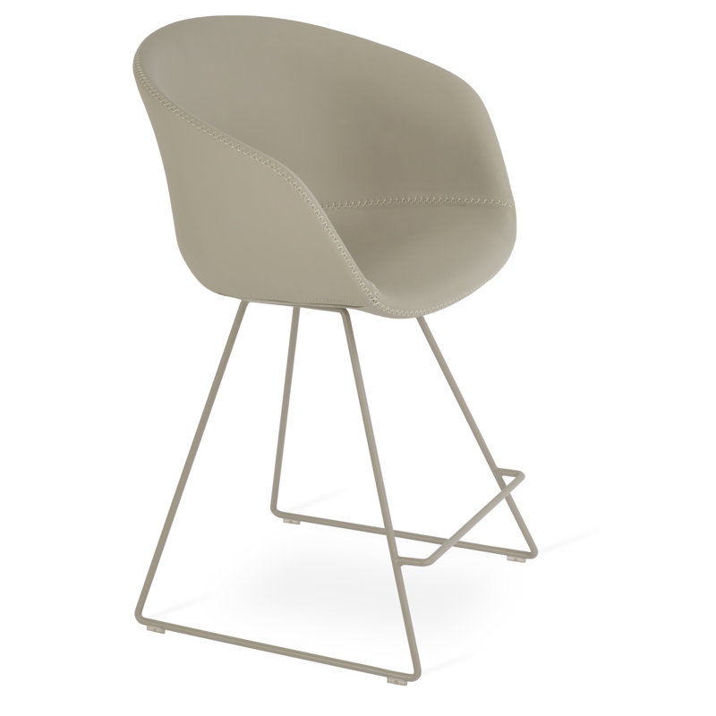 Tabouret de bar et de comptoir Tribeca, Tabouret de bar (siège de 23 po de hauteur), Chrome, Similicuir os