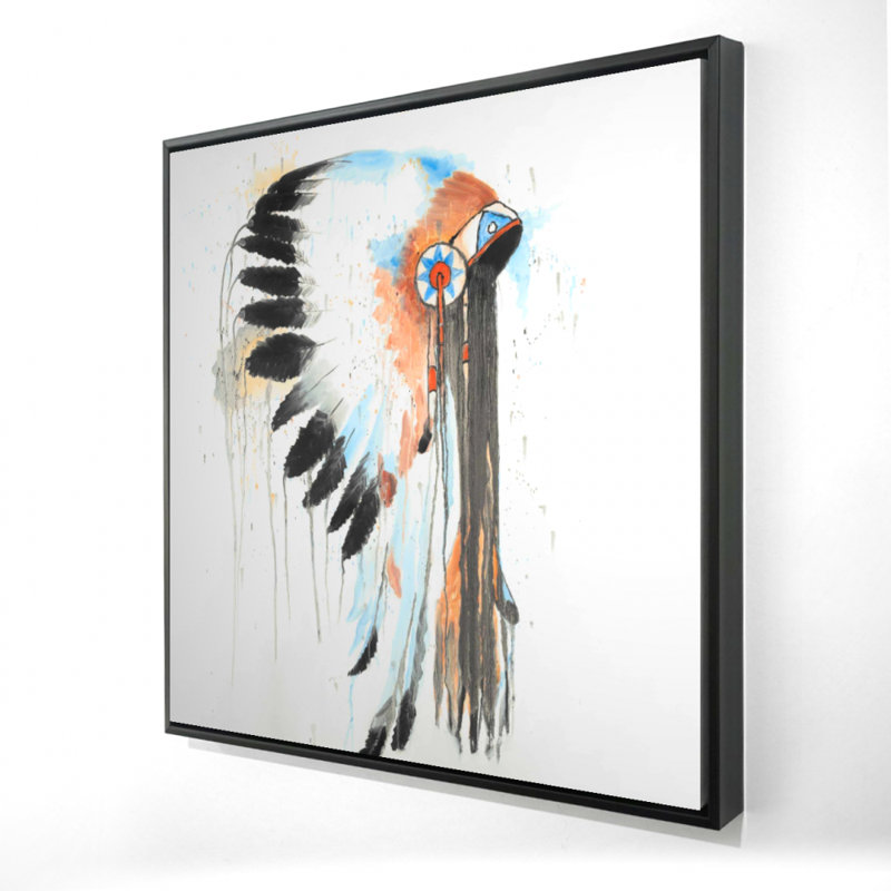 «Indian War Bonnet», reproduction sur toile, Toile encadrée noire, H 24 po x l 24 po