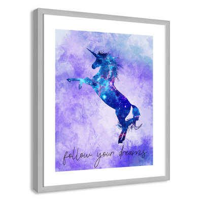 « follow your rêves licorne », art encadré