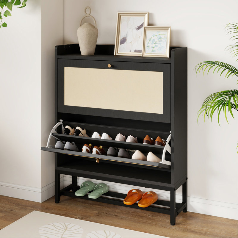 Armoire de rangement pour chaussures Slim, Noir