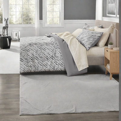 Modern 7-Piece Bedding Sets, Queen Polyester Comforter Set, Grey Bedroom