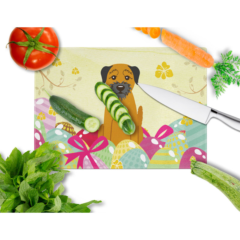 Planche à découper à bordure en verre de terrier de vacances Saroyan