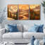 Paysage de montagne coucher de soleil sur toile tendue, reproduction d'art sur toile, ensemble de 3-803088964