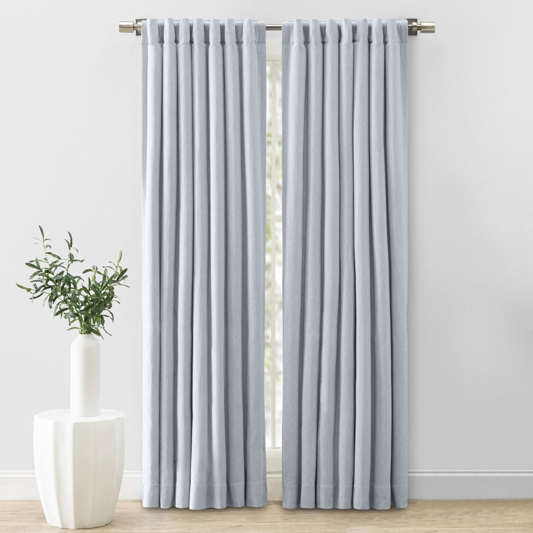 Rossa Premium 100% Cotton Herringbone Room Darkening Rod Pocket w/ Back Tabs Single Curtain Panel Hokku Designs Curtain 