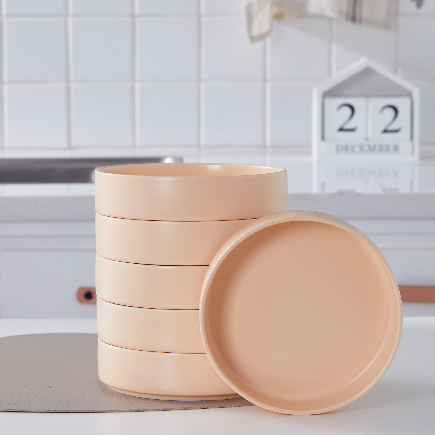 Porcelain Pasta Bowl, Pastel Orange