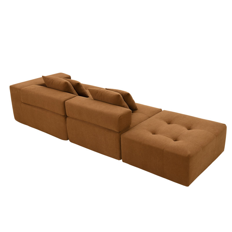Versatile Modular Sectional Sofa For Living Room, Enhancing Comfort And Style, Brown Corduroy