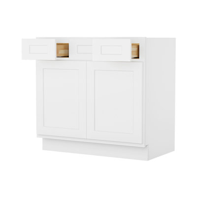 Armoire à 2 tiroirs à 2 tiroirs avec meuble-lavabo encastré en panneau de contreplaqué 36 po x H 34-1 / 2 po x P 21 po Prêt à assembler (RTA)