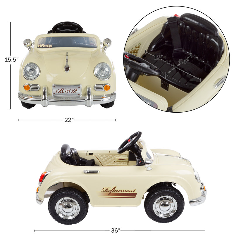 Kids Ride on Car with Remote - Classic Toddler Car for Kids Ages 3-6 - 6V Battery-Powered Ride on with Lights and AUX Port, Kids Ride on Toys by Lil' Rider (Cream)