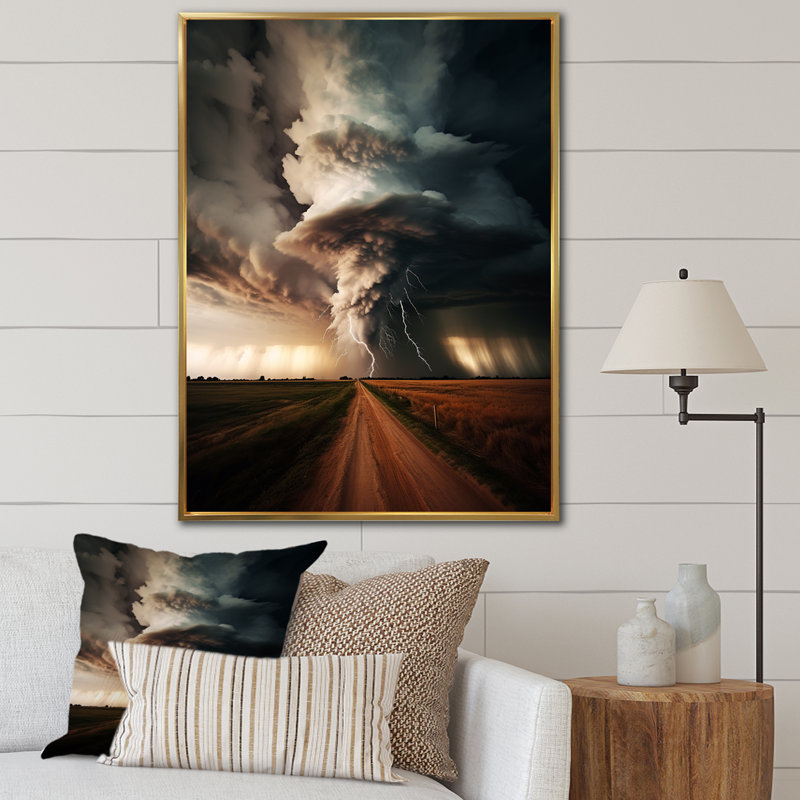 Toile abstraite, impression de vortex majestueux - Santio tempête majestueux vortex, Cadre flottant doré
