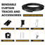 Support de plafond flexible à rideaux, tringle à rideaux courbée, tringle à rideaux coulissante, paravent, tringle à rideau de douche, paravent mural, 16,4 pi / 5 m, noir