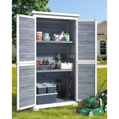 5.2'H Outdoor Solid Wood Vertical Storage Shed