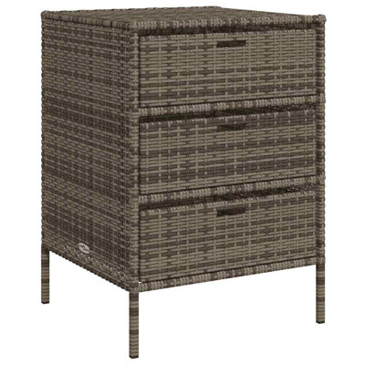 vidaXL Outdoor Storage Box 50 Gal Deck Box PE Rattan with Water-Resistant Bag, Gray 21.7"x23.2"x31.5" Storage Cabinet with 3 Drawers for Cushions & Eq by VidaXL