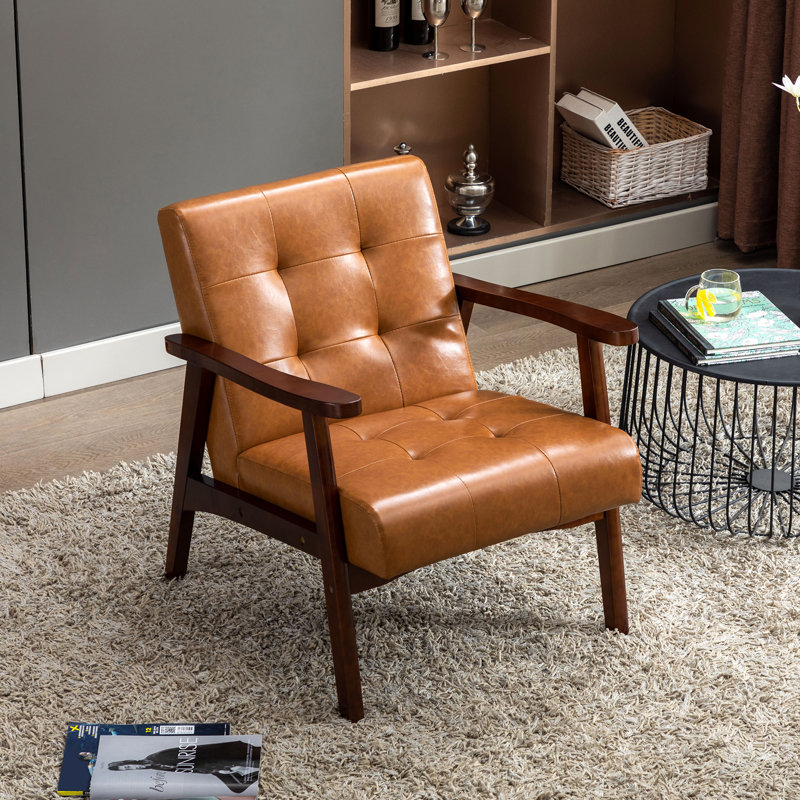 Deveral Faux Leather Armchair, Caramel Solid, Solid