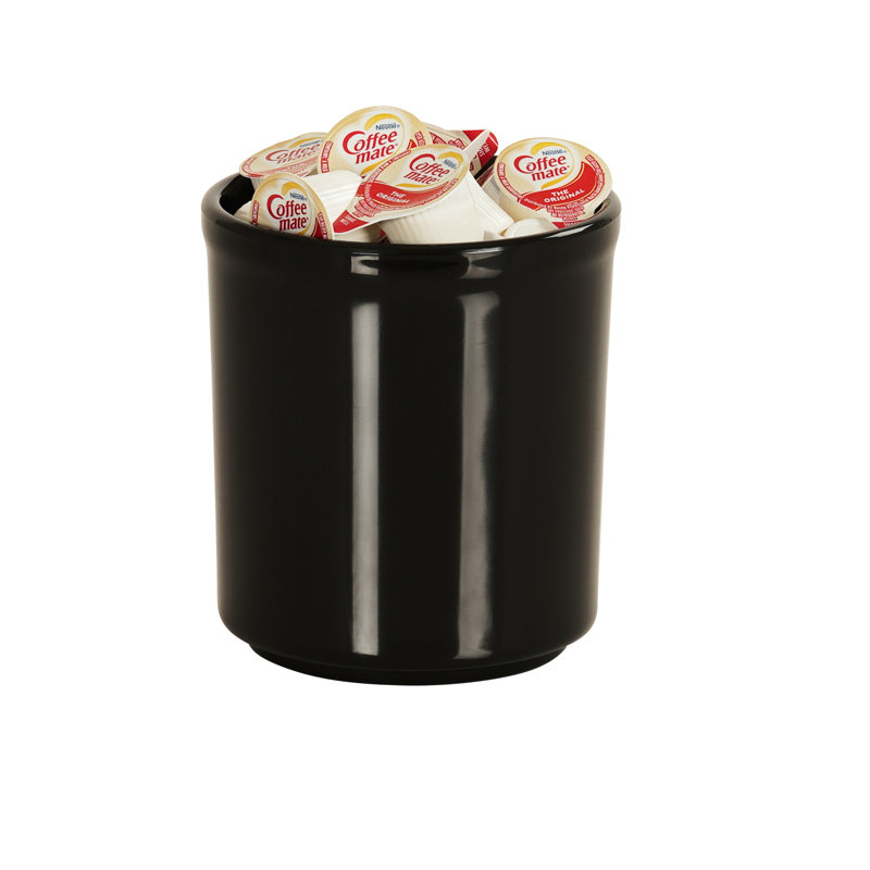 Pot rond à condiments en mélamine, Noir, H 5,5 po x l 5 po x P 5 po