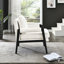 Chaise rembourrée en chenille - généreusement rembourrée, fabrication en bois, coussin de dossier amovible, 32,61 po Hauteur, rembourrage confortable de style Mid-Century blanc avec accoudoirs, cadre amovible 17,32