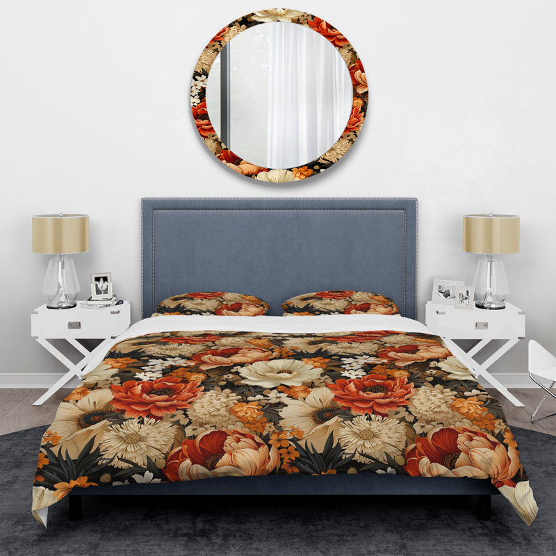 Literie à motif de fleurs d'automne, Housse de couette pour très grand lit et 2 très