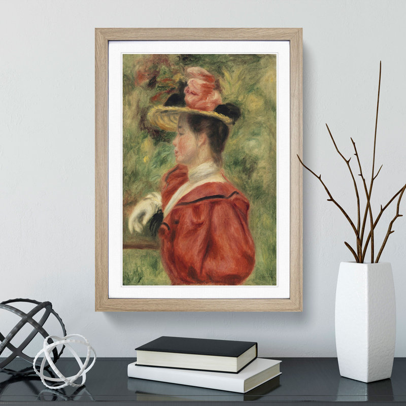 Woman with Glove by Pierre-Auguste Renoir - Picture Frame Painting, Oak, 65cm H x 48cm W x 2cm D