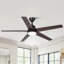  Ventilateur de plafond intelligent à intensité variable de 52 po avec 3 lumières à DEL CCT, APP et télécommande, moteur à courant continu réversible à 6 vitesses, pales de bois à double face, minuterie, tiges verticales de 6 po / 10 po-571703623